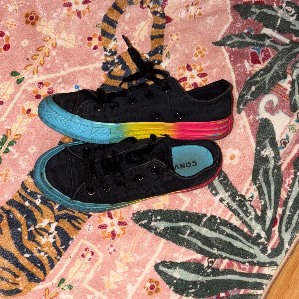 Converse Kids' Black Sneakers with Rainbow Sole
